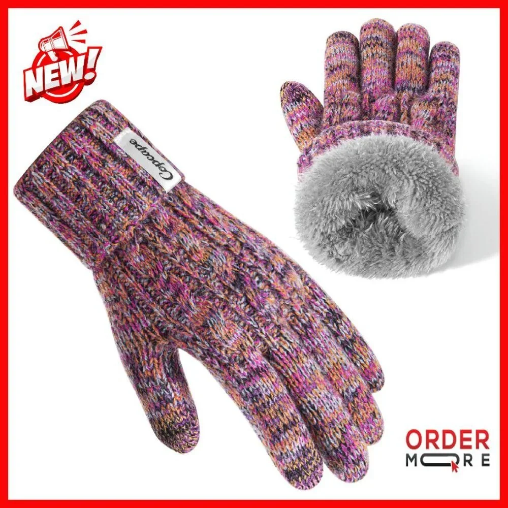 Thermal Fleece Lined Winter Gloves Touchscreen Fingertips One Size